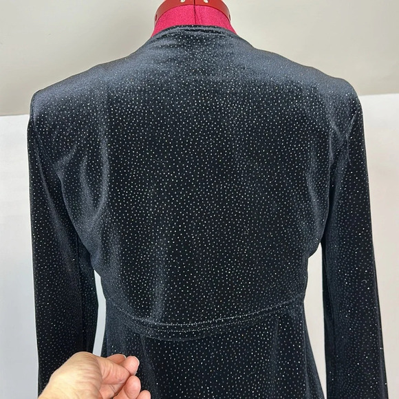 M Studio 2-piece spaghetti strap glitter dress with side slit and bolero coverup - Picture 7 of 9